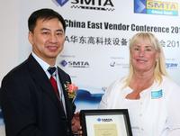 The award was presented to Megan by SMTA China’s Abby Tsoi during a ceremony on April 22, 2015.